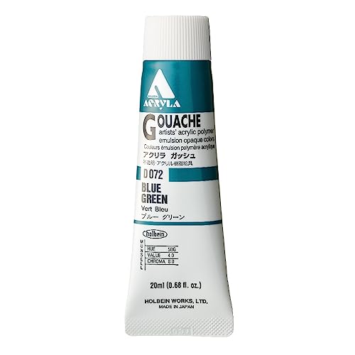 Holbein Acryla Gouache Artists Acrylic Polymer Emulsion, 20ml Blue Green (D072)