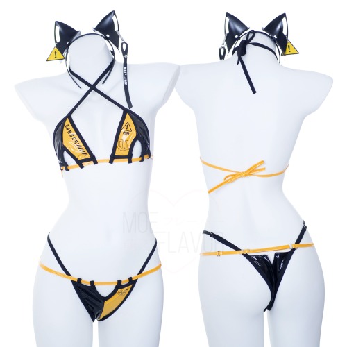 Danger Cyber Cat Bikini - Yellow / 2XL/3XL