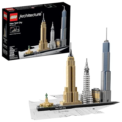 LEGO Architecture New York City 21028, Build It Yourself New York Skyline Model Kit for Adults and Kids (598 Pieces),Multicolor - Multicolor