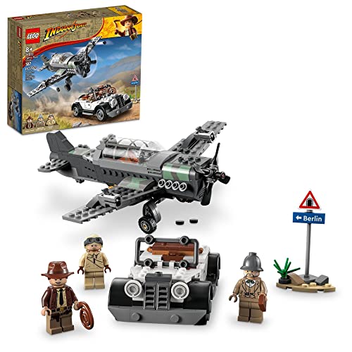 LEGO Indiana Jones and the Last Crusade Fighter Plane Chase 77012 Building Set, Featuring a Buildable Car Airplane Toy, 3 Minifigures Including Jones, Birthday Gift for Kids 8-12 Years Old - Building Set