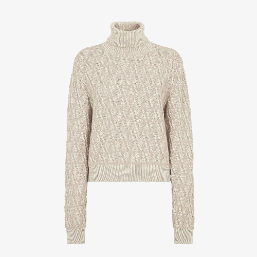 PulloverRollkragenpullover aus Wolle und FF-Kaschmir in Beige