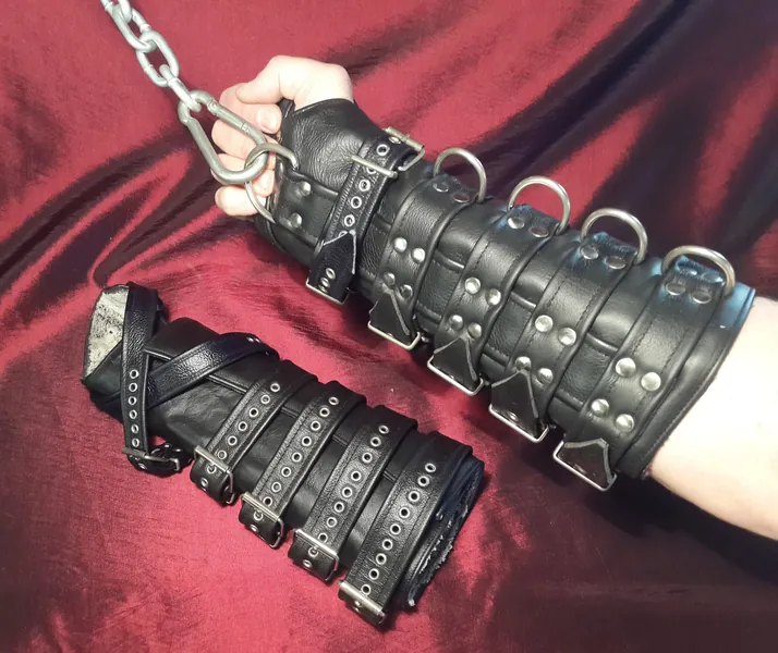 6 Buckle Hand Suspension cuffs / Bondage Cuffs Set. Bondage arm bracers.