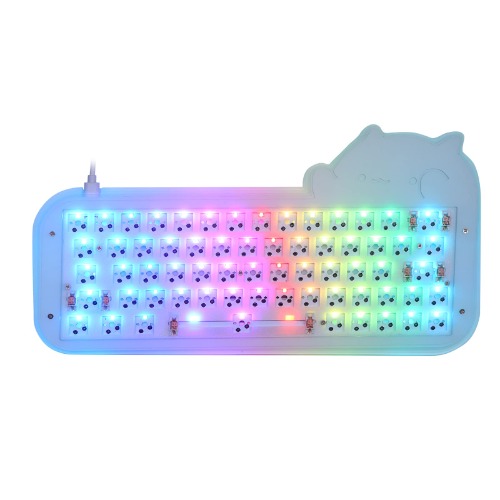 EPOMAKER Mini Cat 64 60% Hot Swappable QMK/VIA Programmable RGB Wired Mechanical Gaming DIY Keyboard Kit with Refinedly Tuned Stabilizers, Stacked Acrylic Case, Compatible with Windows/Mac