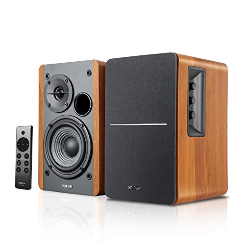 Edifier R1280DBs Enceintes de Bibliothèque Bluetooth Actives - Entrée Optique - Enceinte de Moniteur de Studio sans Fil 2.0-42 W RMS avec Sortie de Ligne de Caisson de Basses - Grain de Bois - bois
