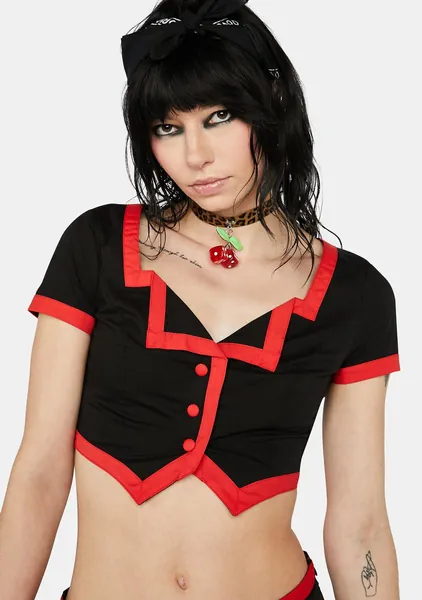 Lover's Lane Buttoned Crop Top | X-Small