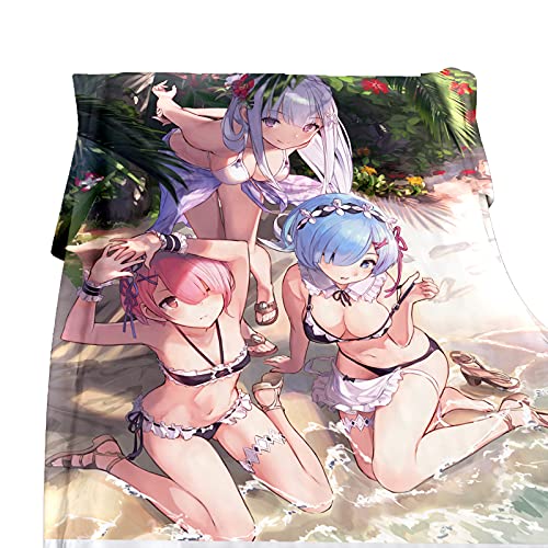 Mxdfafa Japanese Anime Re - Zero Kara Hajimeru Isekai Seikatsu Rem Ram Cozy Soft Throw Blanket, Personalized Warm Lightweight Sofa Throw Flannel Blankets for Couch Sofa Bed Decorative(200cmx150cm) - 78" X 59" (200cm X 150cm) - Multi3