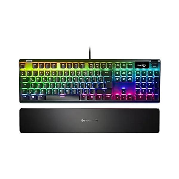 SteelSeries Apex 7 Mechanical Gaming Keyboard – OLED Smart Display – USB Passthrough and Media Controls – Tactile and Clicky – RGB Backlit (Blue Switch)