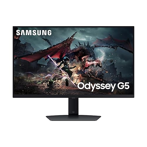 Samsung Odyssey G50D QHD Gaming Monitor, 27 Zoll, Bildschirm mit Fast IPS-Panel, 2.560 x 1.440 Pixel, AMD FreeSync, Bildwiederholrate 180 Hz, Reaktionszeit 1 ms (G/G) - 180HZ - 27 Zoll (Modell 2024)