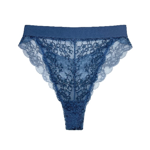 Wild Lace Hi Leg Dark Denim Blue - L / Dark Denim Blue