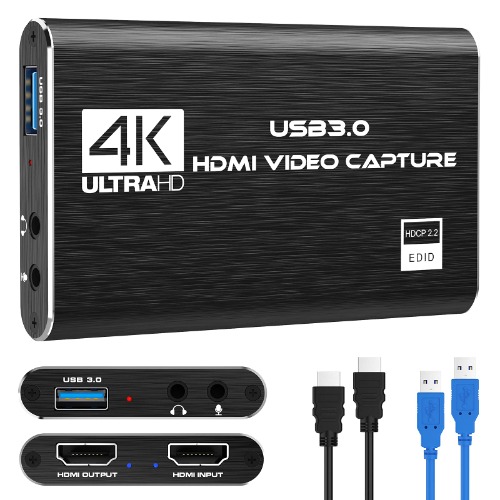 Rybozen 4K Audio Video Capture Card, USB 3.0 HDMI Video Capture Device, Full HD 1080P for Game Recording, Live Streaming Broadcasting - Black
