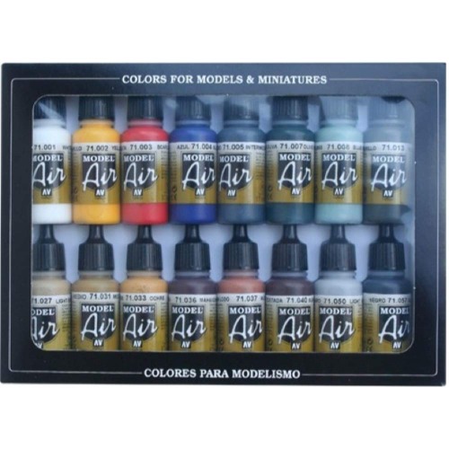 Vallejo Model Air Set de couleurs de peinture acrylique pour air brush – Couleurs assorties (Lot de 16)