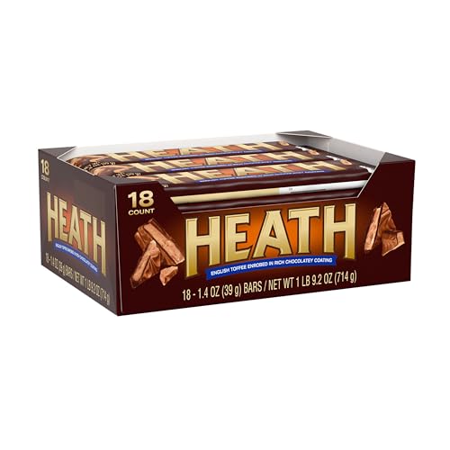 HEATH Chocolatey English Toffee Candy Bars, 1.4 oz (18 Count) - 1.4 Ounce (Pack of 18)