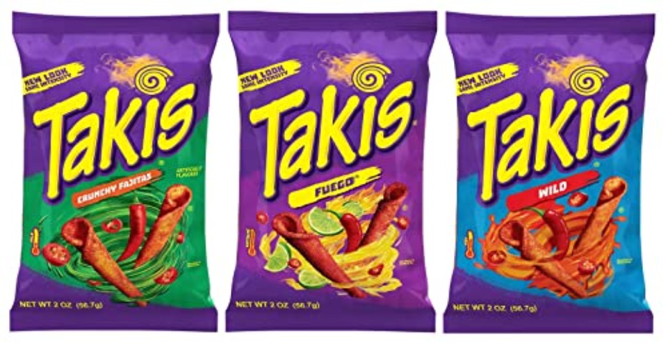 Takis flavor variety - Fuego, Wild, and Crunchy Fajita,56.7 g (Pack of 3)