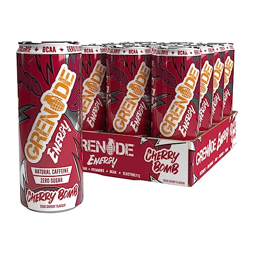 Grenade Sugar Free Energy Drink - Cherry Bomb, 330 ml (Pack of 12) - Cherry Bomb - Pack of 12