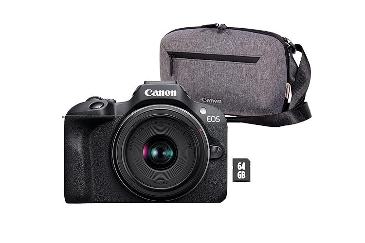 Canon EOS R100 + RF-S 18-45mm F4.5-6.3 IS STM Lens + Borsa + 64GB SD card (24.1MP APS-C Mirrorless Camera, Dual Pixel CMOS AF, 4K Video, Wi-Fi & Bluetooth) - R100 Kit Esclusiva Amazon