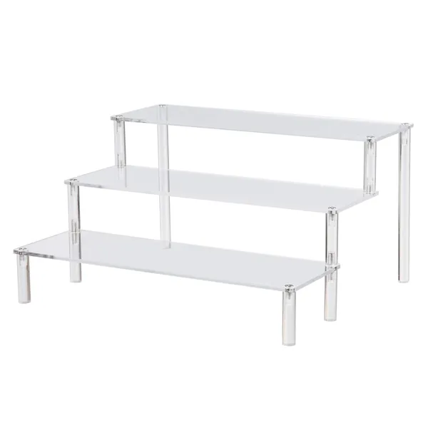 BYCY Clear Acrylic Display Stand Perfume Display Stand, 3 Tier Desserts Holder,3 Tier Cupcake Display Risers Steps for Organizer and Decoration - Clear