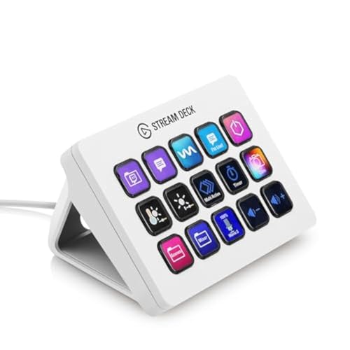 Elgato Stream Deck MK.2 White – Studio Controller, 15 macro keys, trigger actions in apps and software like OBS, Twitch, ​YouTube and more, works with Mac and PC - 15 Keys (MK.2 ) White