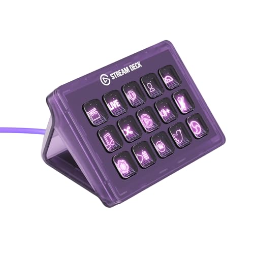 Elgato Stream Deck MK.2 Atomic Purple (Limited Edition) – Studio Controller, 15 macro keys, trigger actions in apps and software like OBS, Twitch, YouTube and more, works with Mac and PC - 15 Keys (MK.2 / Limited Edition)