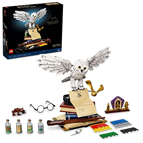 LEGO Harry Potter Hogwarts Icons - Collectors' Edition 76391 20th Anniversary Collectable Hedwig Owl Model, with 3 Exclusive Golden Minifigures: Dumbledore, McGonagall and Hagrid; Great Gift Idea - Standard Packaging
