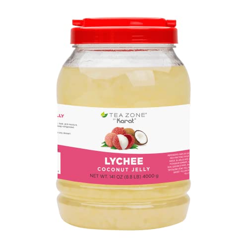 TEA ZONE B2005 Lychee Coconut Jelly for beverage, sweet, ice cream topping- Jar (8.8 lbs) - Lychee Coconut Jelly