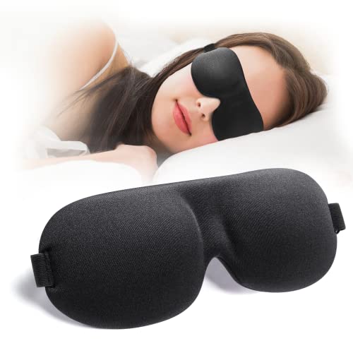 Sleep Mask for Back and Side Sleeper, 100% Block Out Light, Eye Mask Sleeping of 3D Night Blindfold, Ultralight Travel Eye Cover - Black