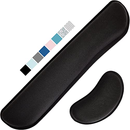 Gorilla Grip Gel Memory Foam Wrist Rest for Computer Keyboard, Mouse, Ergonomic Design for Typing Pain Relief, Desk Pads Support Hand and Arm, Mousepad Rests, Stain Resistant, 2 Piece Pad, Black - Black