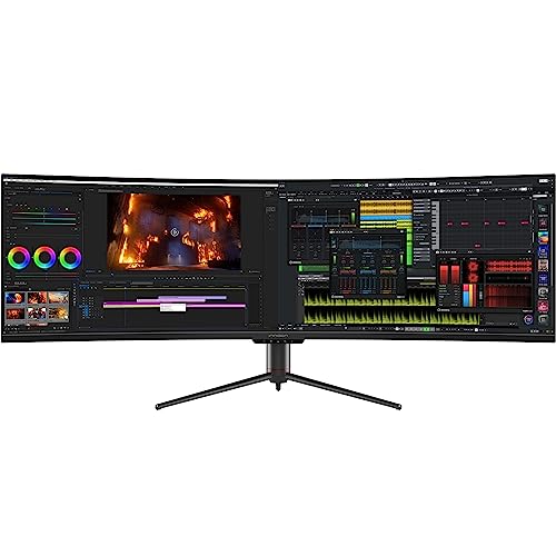 INNOCN 49" Curved Gaming Monitor 144Hz Ultrawide 32:9 WDFHD 3840 x 1080P, R1800, 99% sRGB, HDR400, USB Type C, DisplayPort, HDMI, Built-in Speakers, Height/Tilt Adjustable - 49C1G - 49 Inch - WDFHD 144Hz