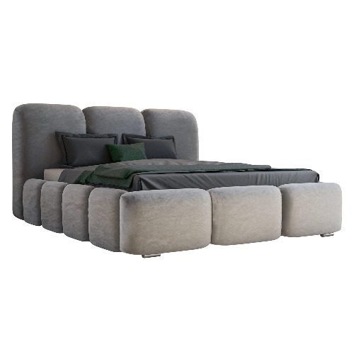 GRAINGOLD Bubble Polsterbett im modernen Stil, verstärkter Holzrahmen, großes bequemes Kopfteil, komfortabel, große Auswahl an Stoffen - 180x200 cm - 180x200 Magic Velvet 2217