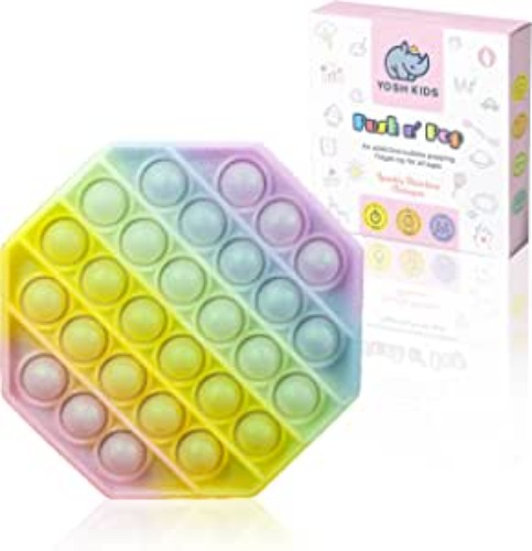 YOSH KIDS Pop Fidget Toys - Pastel Rainbow Glitter Push Pop Bubble It Popper Silicone Sensory Toy for Kids Teens Adults - Autism Toys Anxiety Stress Reliever - Cute Easter Gift for Girls (Octagon) - Octagon Glitter