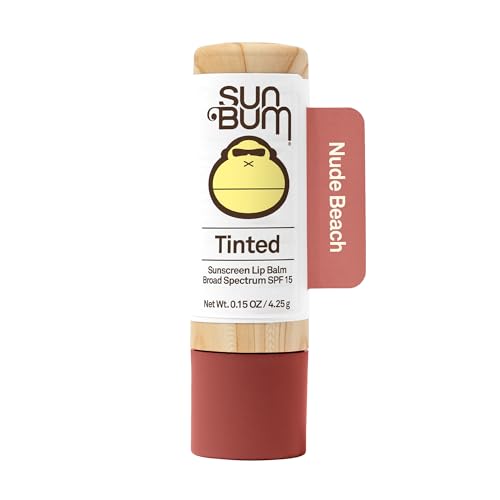 Sun Bum Tinted Lip Balm Nude Beach | SPF 15 | UVA / UVB Broad Spectrum Protection | Sensitive Skin Safe | Paraben Free | Ozybenzone Free | 0.15 Oz - Nude Beach - 1 Count (Pack of 1)