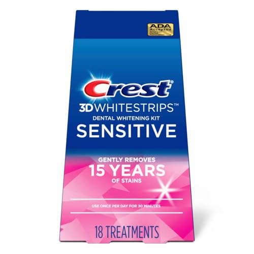 Crest 3D Whitestrips Sensitive At-home Teeth Whitening Kit, 18 Treatments, Gently Removes 15 Years of Stains - New