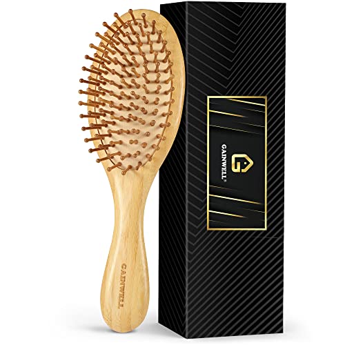 GAINWELL Bamboo Hair Brush for Hair Growth, Natural Bamboo Bristles Detangling Wooden Paddle Hairbrush for Massaging Scalp, for Women Men and Kids, for All Hair Types, with Ergonomic handle - Original Round Bristle