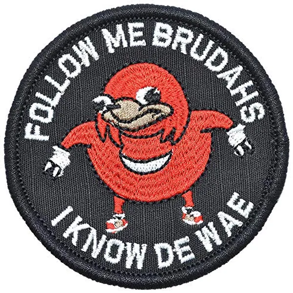 Follow Me Brudahs I Know De Wae Patch, Round Morale Patch Tactical Combat Bagde Military Hook Morale Patch Tactical Military Morale Patch Set Hook/Loop (Red)