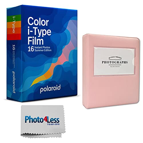 Polaroid Color Film for i-Type - Summer Edition Double Pack + Photo Album for Wide Prints Holds 32 Prints- Pink