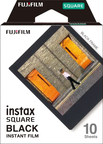 Fujifilm Instax Square Black Film - 10 Exposures - 10 Film Pack - Black