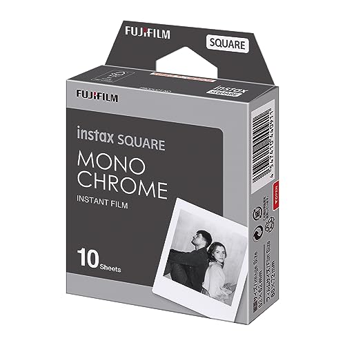 Fujifilm Instax Square Monochrome Film - 10 Exposures - 10 Count (Pack of 1) - Monochrome