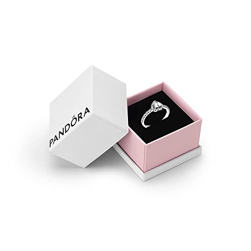 Pandora Timeless Women's Sterling Silver Elevated Heart Ring - With Gift Box - 52