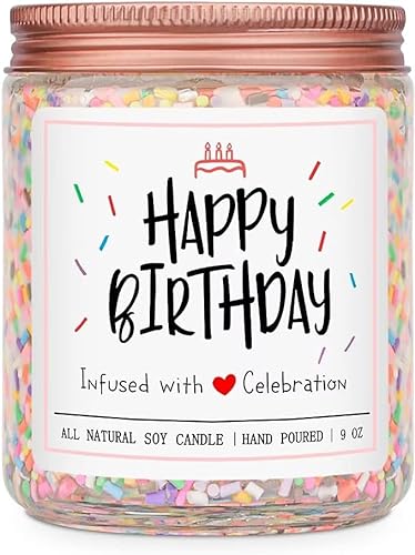 Happy Birthday Candles Gifts for Women - Vanilla Birthday Cake Scent with Sprinkles Birthday Gifts for Women - Birthday Candles for Women