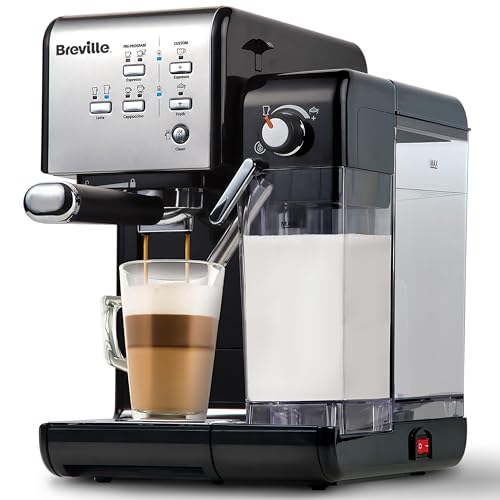 Breville One-Touch CoffeeHouse Coffee Machine | Espresso, Cappuccino & Latte Maker | 19 Bar Italian Pump | Automatic Milk Frother | ESE Pod Compatible | Black [VCF107] - Black - Single