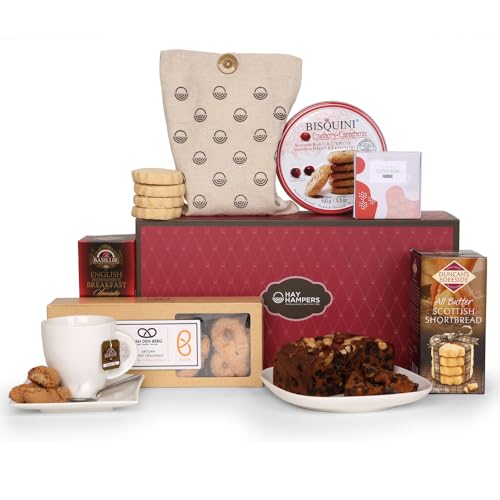Mother's Day Afternoon Tea Hamper with Cake - Tea & Biscuit Gift Set, Gifts for Women, Hamper Gift for Mum, Presents for Her