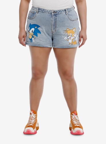 Sonic The Hedgehog Sonic & Tails Mom Shorts Plus Size (Size 28)