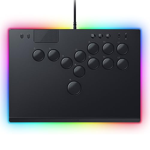 Razer Kitsune All-Button Arcade Controller: For PS5 / PlayStation 5 & PC - Low-Profile Optical Switches - Slim Form Factor - Removable Top Plate - Chroma RGB Lighting - USB Type C - Black - Black