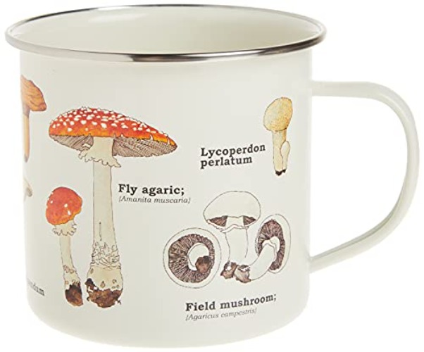 Gift Republic Mushroom Enamel Mug Outdoor Camping Mug Large Metal Coffee Cup Woodland Foraging Hiking Gift Cute Design Durable Drinking Cup 500ml - Modern