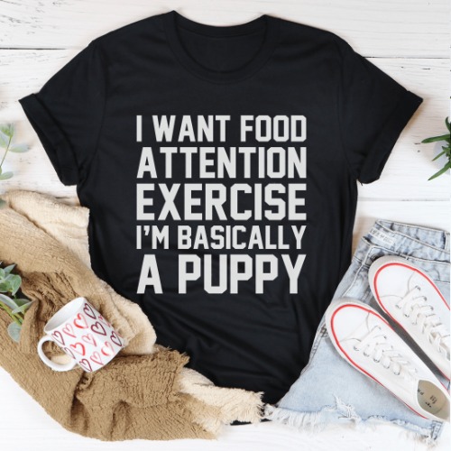 I'm Basically A Puppy Tee - Black Heather / 3XL