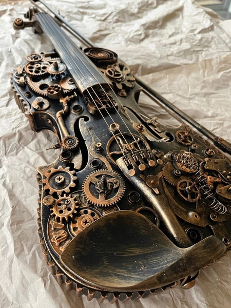 Steampunk Decor, Violin Gifts for music lovers, modern loft, music wall art,classical music, contemporary wall art metal, loft decor ideas