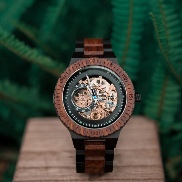 Engraved Watch | Automatic Watch | Mechanical Watch | Wood Watch | Engraved Wood Watch for Men | Steampunk Watch | Engraved Wooden Watch