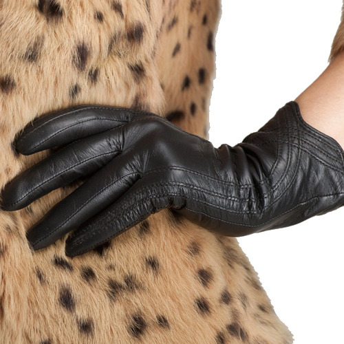 Black leather gloves