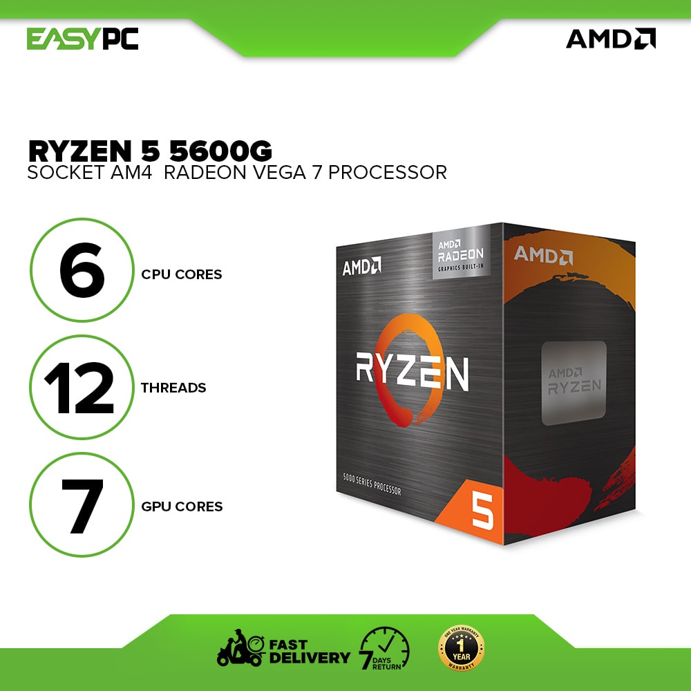 EasyPC | AMD Ryzen 5 5600G Socket Am4 3.9GHz with Radeon Vega 7 Processor with wraith stealth cooler or CPU Cooler Q100v2 Brand New processor socket am4 3.9GHz for CPU | Lazada PH