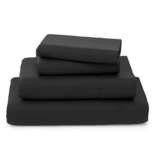 Cosy House Collection Luxury Bamboo Sheets - Blend of Rayon Derived from Bamboo - Cooling & Breathable, Silky Soft, 16-Inch Deep Pockets - 4-Piece Bedding Set - Queen, Black - Queen - Black