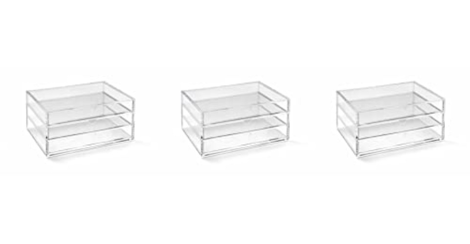 Osco Clear Acrylic Large Three-Drawer Chest (Pack of 3) - Pack of 3